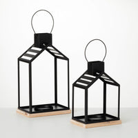 Sullivans 22.25" & 17" Black Metal Modern Lantern Set of 2 EasyOptionXY LLC