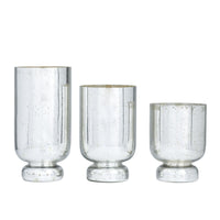 DecMode 3-Slot Silver Glass Pillar Hurricane Lamp with Faux Mercury Glass Finish, Set of 3 EasyOptionXY LLC