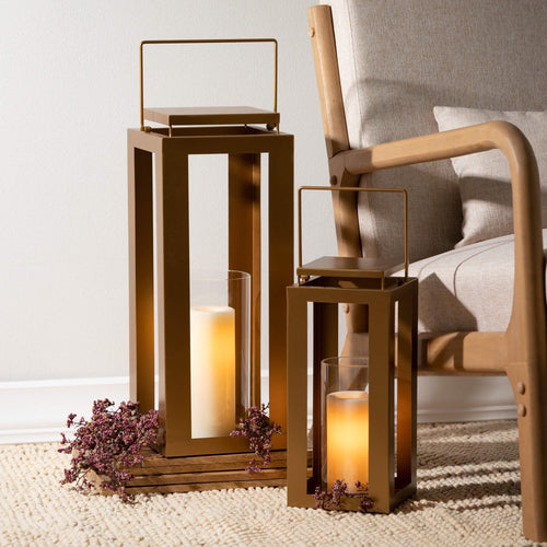 Sullivans 24.25" & 18" Modern Metal Gold Lantern Set of 2 EasyOptionXY LLC
