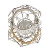 Decmode Large Round Woven Rattan White Lantern with Burlap Jute Rope Handle and Glass Insert, 15' x 15' EasyOptionXY LLC