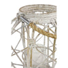 Decmode Large Round Woven Rattan White Lantern with Burlap Jute Rope Handle and Glass Insert, 15' x 15' EasyOptionXY LLC
