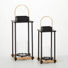 Sullivans 21.5" & 17.5" Black Metal Hurricane Lanterns Set of 2 EasyOptionXY LLC