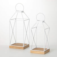 Sullivans 26.75" & 22.25" Modern White Metal Lantern Set of 2 EasyOptionXY LLC