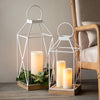 Sullivans 26.75" & 22.25" Modern White Metal Lantern Set of 2 EasyOptionXY LLC