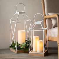 Sullivans 26.75" & 22.25" Modern White Metal Lantern Set of 2 EasyOptionXY LLC