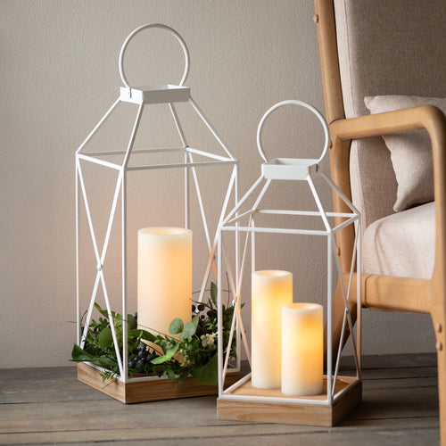 Sullivans 26.75" & 22.25" Modern White Metal Lantern Set of 2 EasyOptionXY LLC