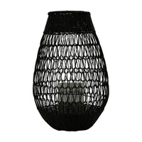 Creative Co-Op Black Rattan Lantern with Glass Insert EasyOptionXY LLC