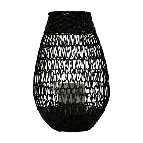 Creative Co-Op Black Rattan Lantern with Glass Insert EasyOptionXY LLC