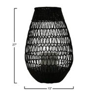 Creative Co-Op Black Rattan Lantern with Glass Insert EasyOptionXY LLC