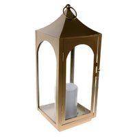 Shop4Omni 15 Inch Decorative Lantern Centerpiece with Flickering LED Candle / Gold EasyOptionXY LLC
