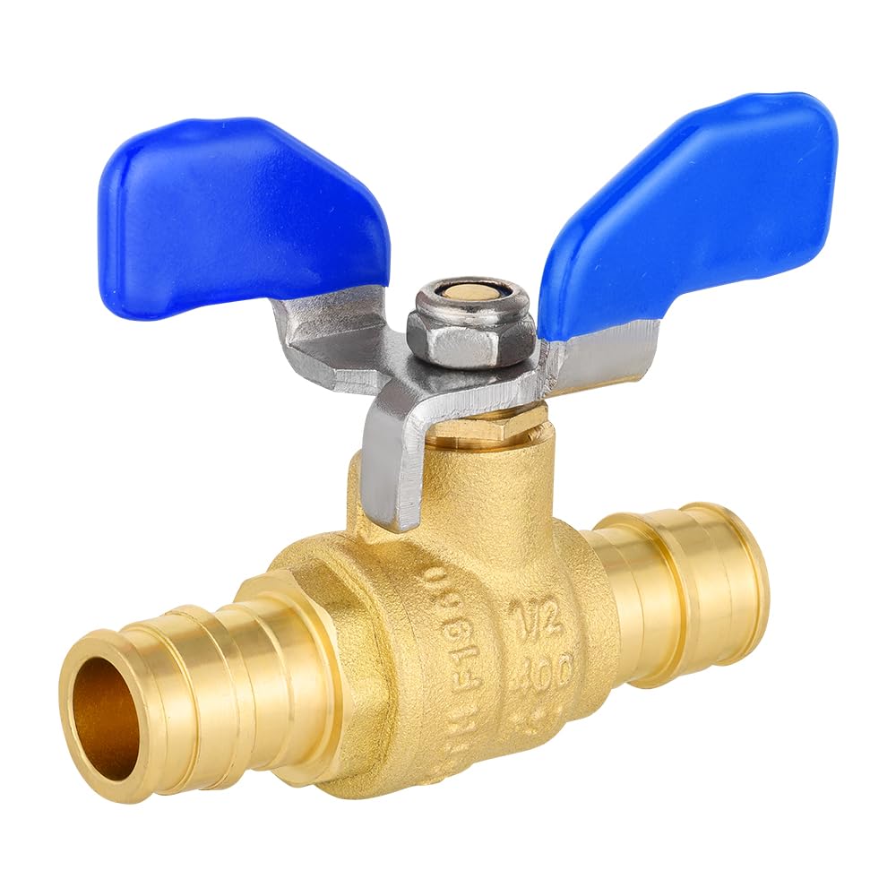 10 Pcs 1/2" PEX-A Expansion Butterfly Ball Valve, Blue (Lead Free)