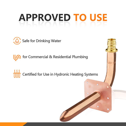 PEX A Expansion 1/2" 6" Copper Stub with Wall Flange Plumbingsell