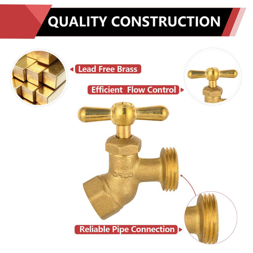 10 Pcs 1/2" FIP x 3/4" MHT Brass No-Kink Hose Bibb (Lead Free) Plumbingsell