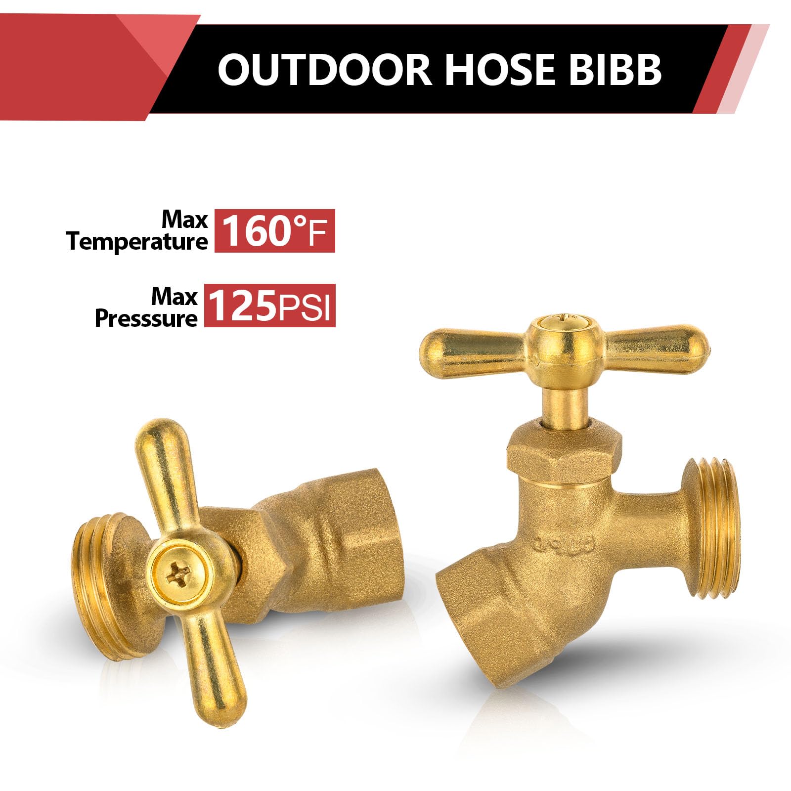 10 Pcs 1/2" FIP x 3/4" MHT Brass No-Kink Hose Bibb (Lead Free) Plumbingsell