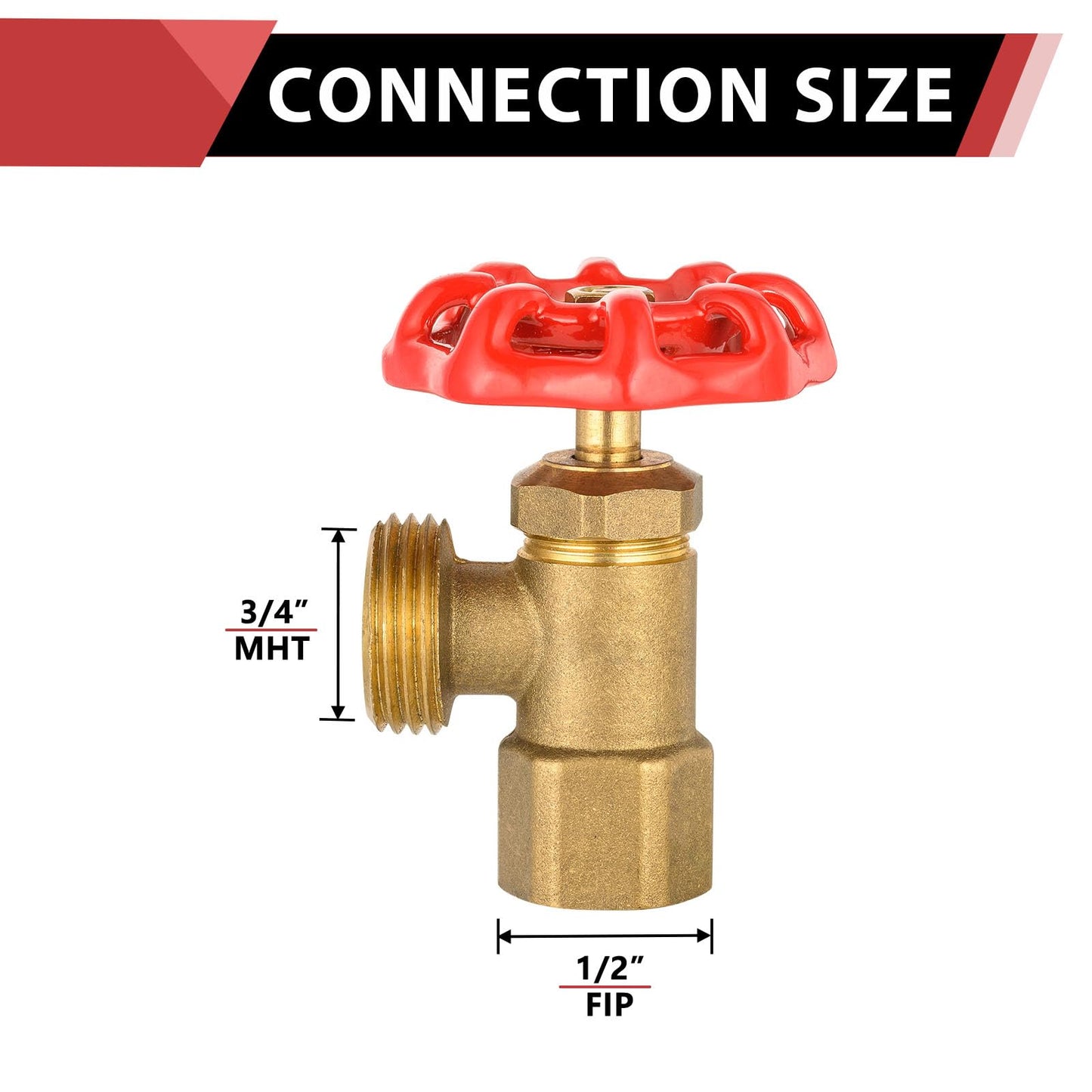 1/2" FIP x 3/4" MHT Boiler Drain Valve, Multi-Turn