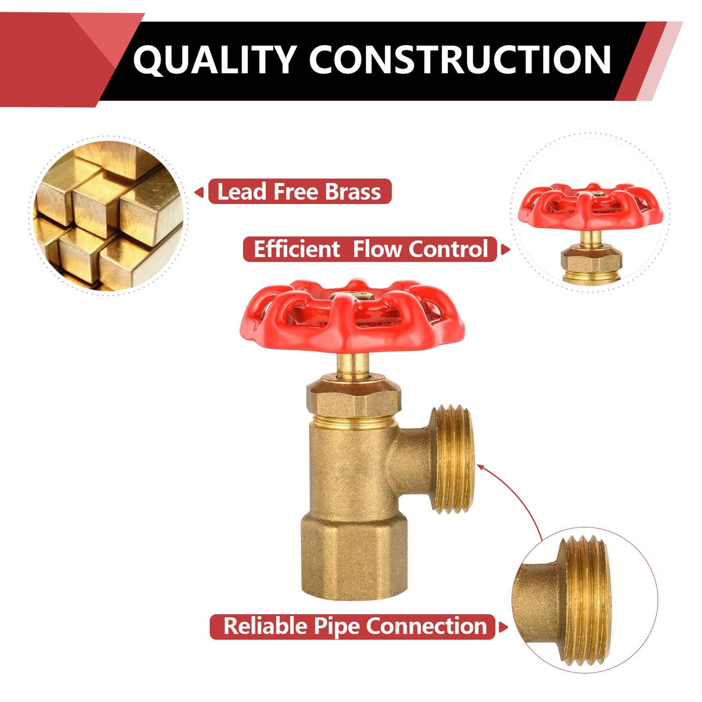 10 Pcs 1/2" FIP x 3/4" MHT Boiler Drain Valve, Multi-Turn