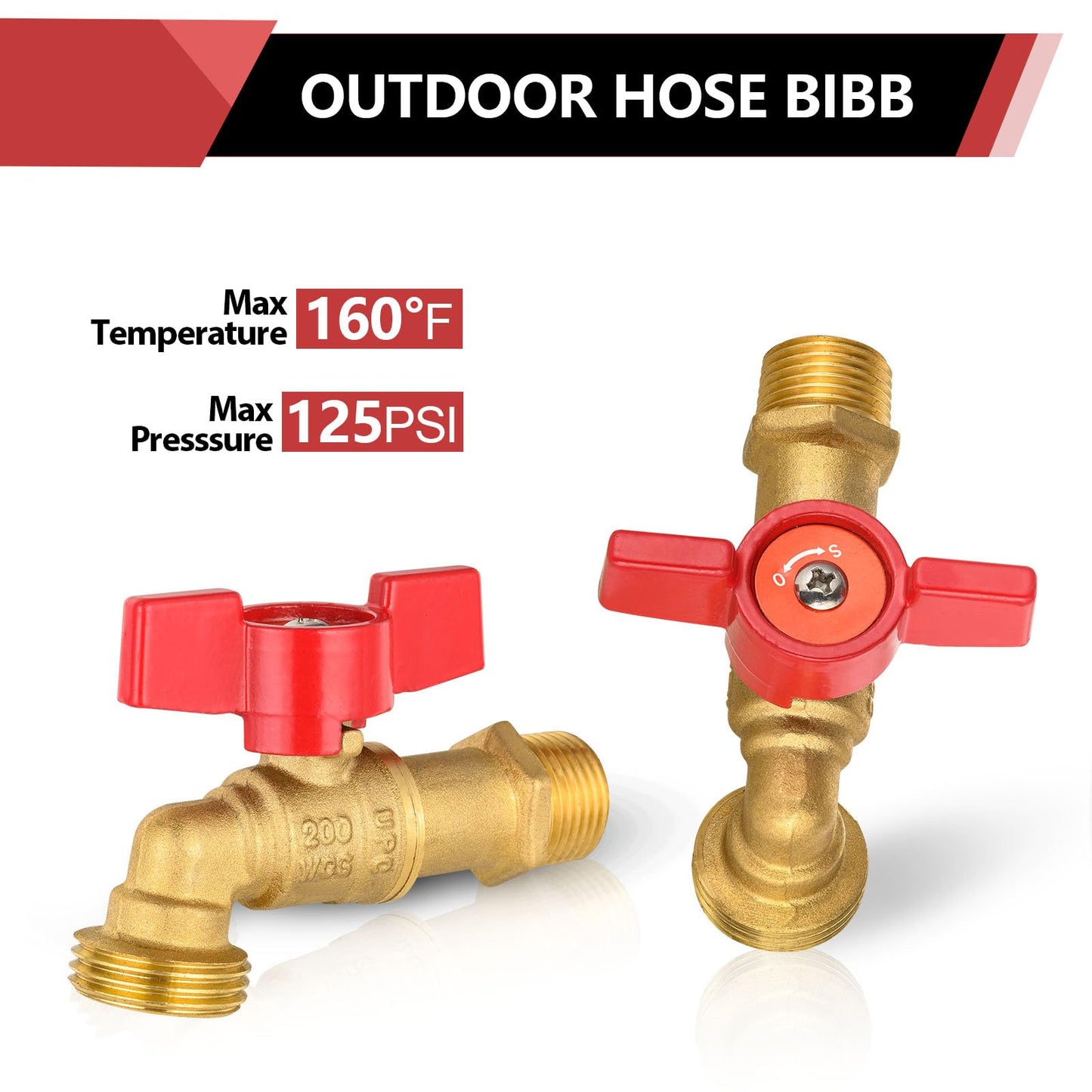 10 Pcs 1/2" MIP x 3/4" MHT Brass Hose Bibb (Lead Free)