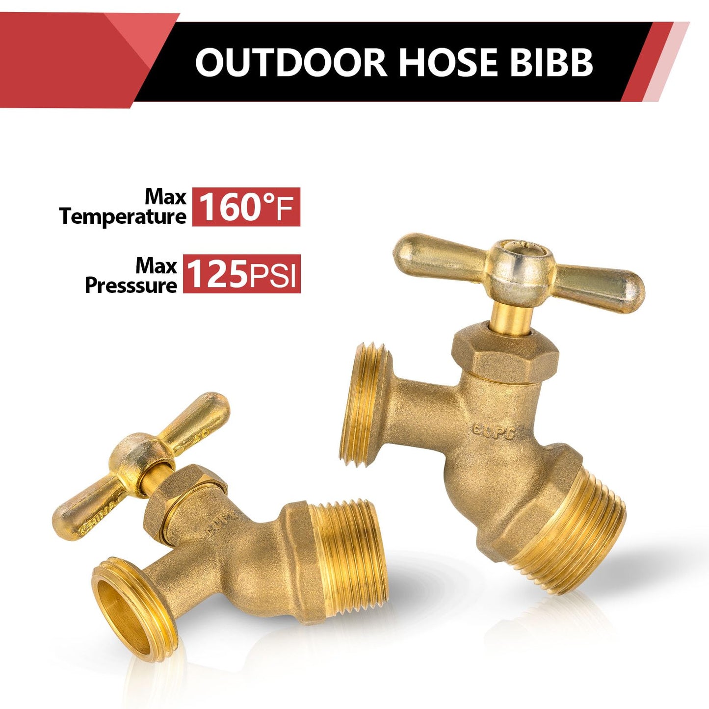 10 Pcs 1/2" MIP x 3/4" MHT Brass No-Kink Hose Bibb (Lead Free)
