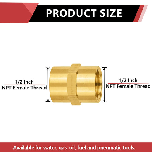 1/2" Female NPT Brass Hex Connector