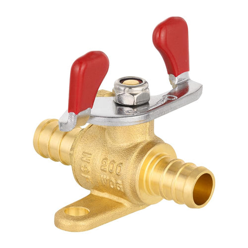 1/2" PEX Crimp Drop Ear Butterfly Ball Valve, Red (Lead Free) Plumbingsell