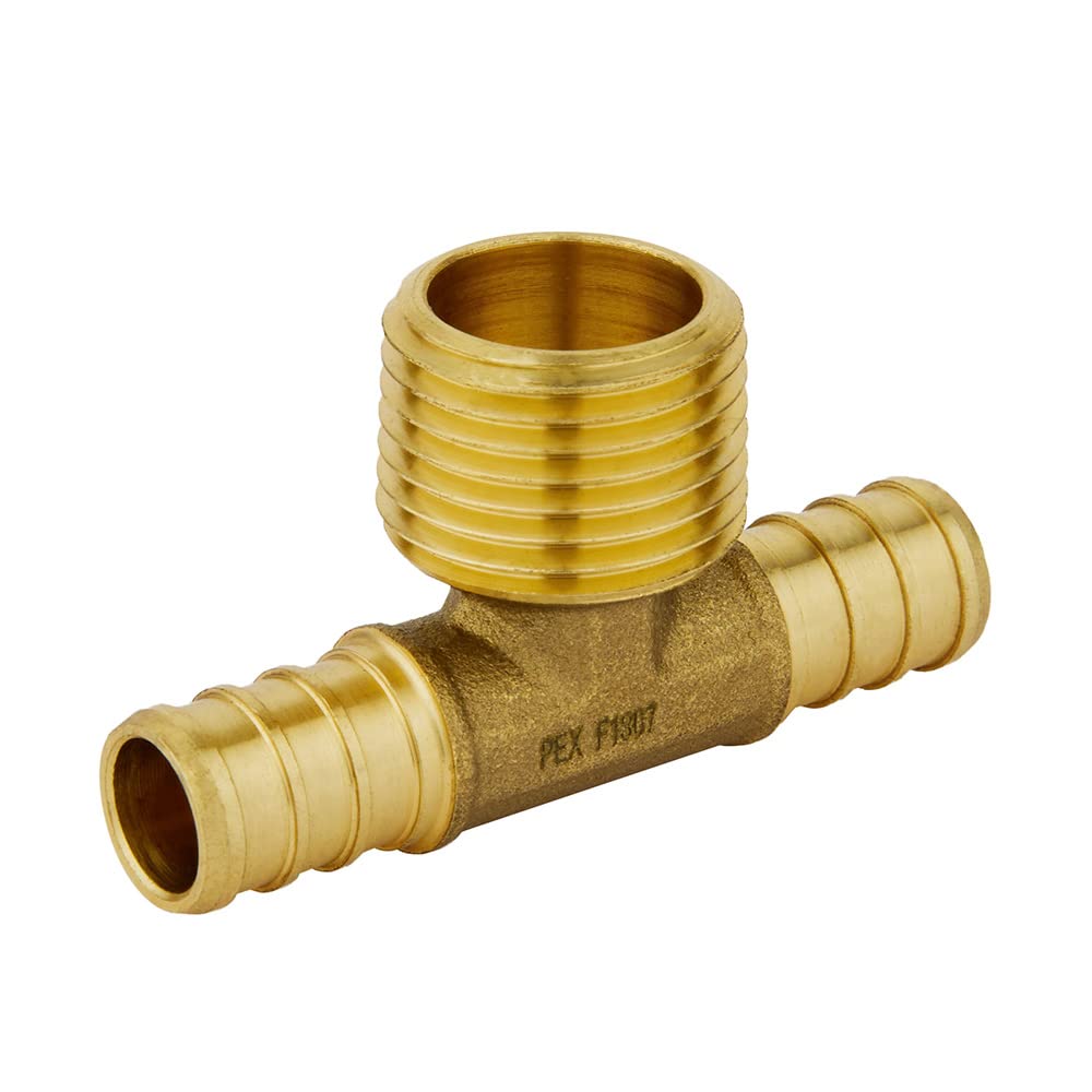 PEX-B Crimp Male Tee 3/4" PEX x 3/4" PEX x 1/2" Male Tee (Lead Free)