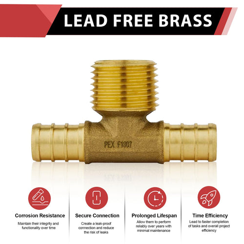 PEX-B Crimp Male Tee 1/2" PEX x 1/2" PEX x 1/2" Male Tee (Lead Free) Plumbingsell