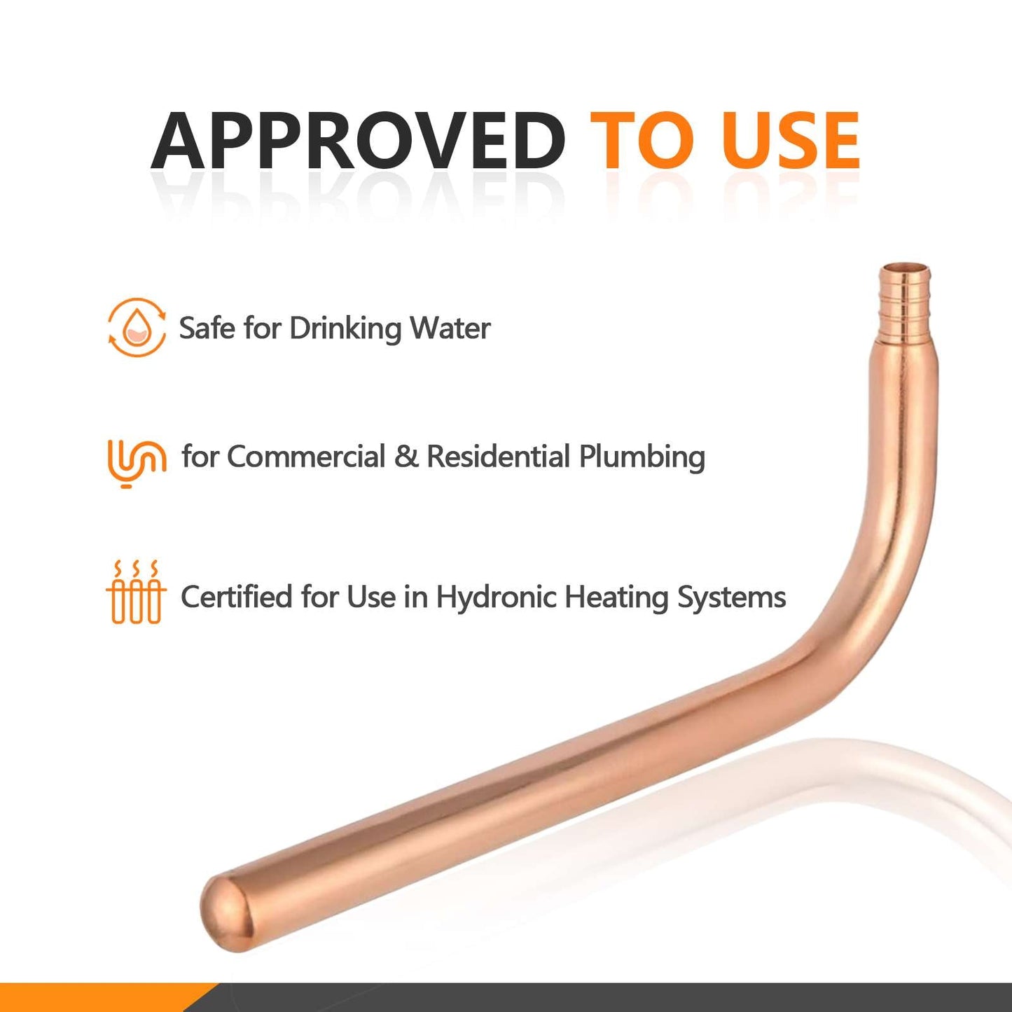PEX Crimp 1/2" 8" Copper Stub