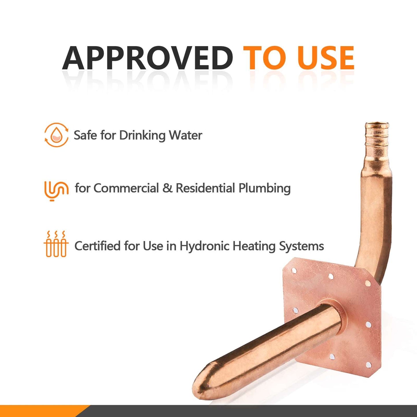 PEX Crimp 1/2" 6" Copper Stub with Wall Flange