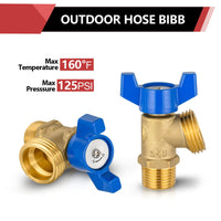 1/2" MIP x 3/4" MHT Boiler Drain Valve,1/4 Turn