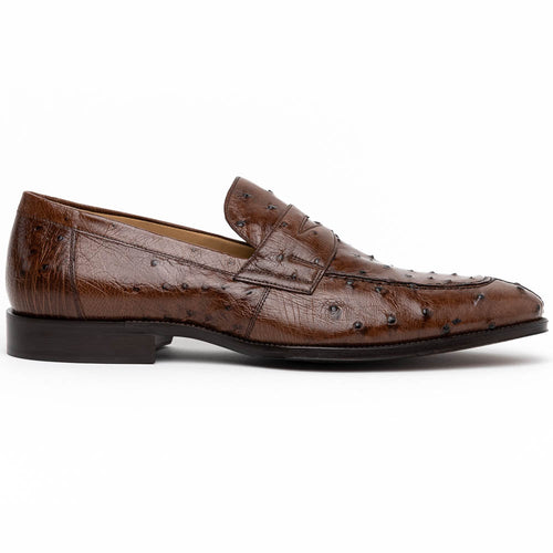 13-500-BRN ROMA Ostrich Quill Penny Loafer, Brown Zelli Italia