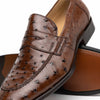 13-500-BRN ROMA Ostrich Quill Penny Loafer, Brown Zelli Italia