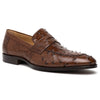 13-500-BRN ROMA Ostrich Quill Penny Loafer, Brown Zelli Italia
