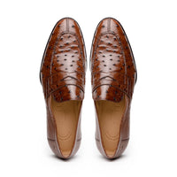 13-500-BRN ROMA Ostrich Quill Penny Loafer, Brown Zelli Italia