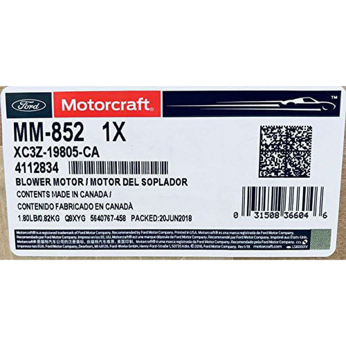 Motorcraft HVAC Blower Motor MM-852 Fits select: 1999-2007 FORD F250, 1999-2007 FORD F350 EasyOptionXY LLC