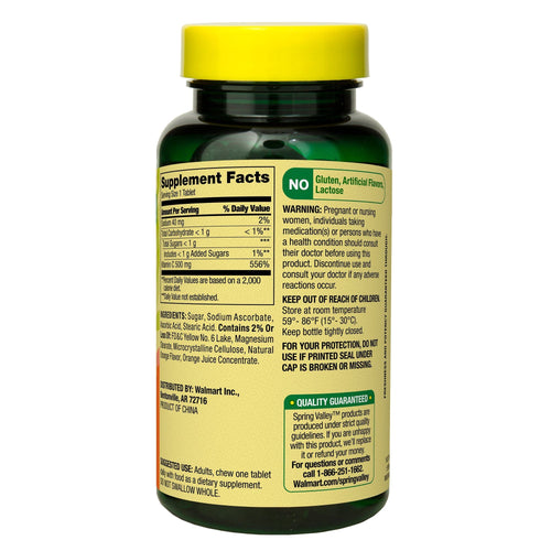 Spring Valley Vitamin C Chewable Tablets Dietary Supplement; 500 mg; 60 Count EasyOptionXY LLC