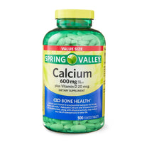 Spring Valley Calcium Plus Vitamin D Tablets; 600 mg; 500 Count EasyOptionXY LLC
