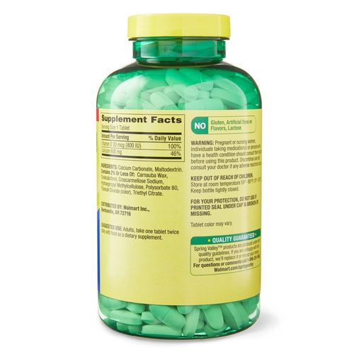 Spring Valley Calcium Plus Vitamin D Tablets; 600 mg; 500 Count EasyOptionXY LLC