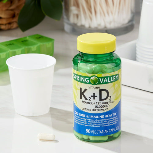 Spring Valley Vitamin K2 (90mcg) + D3 (125mcg) 90 Count Vegetarian Capsule EasyOptionXY LLC