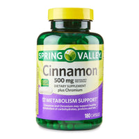 Spring Valley Cinnamon Plus Chromium Capsules Dietary Supplement; 500 mg; 180 Count EasyOptionXY LLC