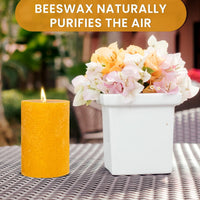 BeeTheLight Beeswax Pillar Candle (2.7" x 3.4") - Smokeless Unscented Candle - 54 Hours Burn Time - Natural & 100% Pure Beeswax Candle - Handmade Decorative Pillar Candle (Natural Yellow, Medium) EasyOptionXY LLC