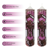 XINAOBAOLUO Pillar Candles 2''x8'' Pink Crosses Deluxe Gift Set of 2 EasyOptionXY LLC