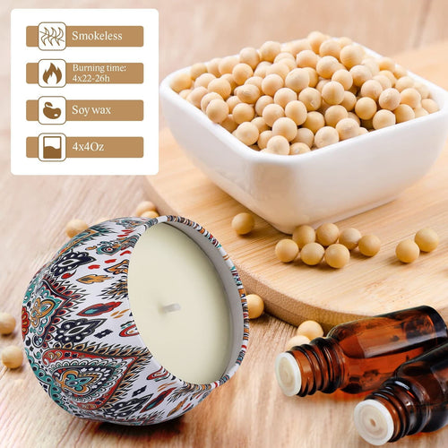 Husfou Scented Candles Gifts Set for Women, 4 Pack Aromatherapy Candles for Home Scented Soy Wax Candles Tin Jar Portable Travel Candles Yoga Mother's Day Valentine's Birthday Day Gifts EasyOptionXY LLC