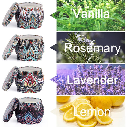 Husfou Scented Candles Gifts Set for Women, 4 Pack Aromatherapy Candles for Home Scented Soy Wax Candles Tin Jar Portable Travel Candles Yoga Mother's Day Valentine's Birthday Day Gifts EasyOptionXY LLC