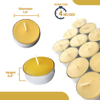 Pure Beeswax Tealights (Pack of 24) Unscented Tea Lights with Light & Natural Honey Scent - Decorative & Handmade Candles for Home, Wedding - 4 Hour Burn Time - Eco Friendly, Smokeless & Clean Burning EasyOptionXY LLC