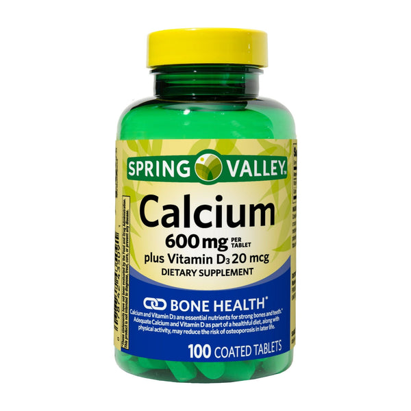 Spring Valley Calcium Plus Vitamin D Tablets Dietary Supplement; 600 mg; 100 Count EasyOptionXY LLC