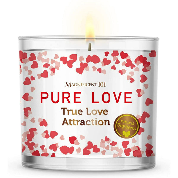 Magnificent 101 Long Lasting Pure Love Aromatherapy Candle with Florals & Oils14 Oz - 56 Hour Burn Time Soy Wax Candle for True Love Attraction, Purification & Manifestation EasyOptionXY LLC