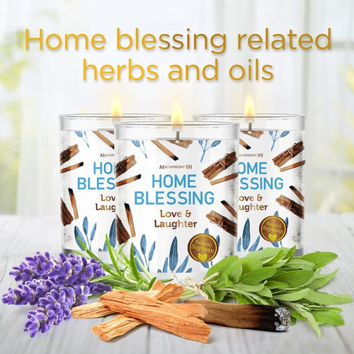 Magnificent 101 Long Lasting Set of 3 Home Blessing Smudge Candle 3.5 Oz Each - 42 Hour Burn Soy Wax Candle for House Energy Cleansing & Manifestation EasyOptionXY LLC