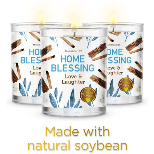 Magnificent 101 Long Lasting Set of 3 Home Blessing Smudge Candle 3.5 Oz Each - 42 Hour Burn Soy Wax Candle for House Energy Cleansing & Manifestation EasyOptionXY LLC