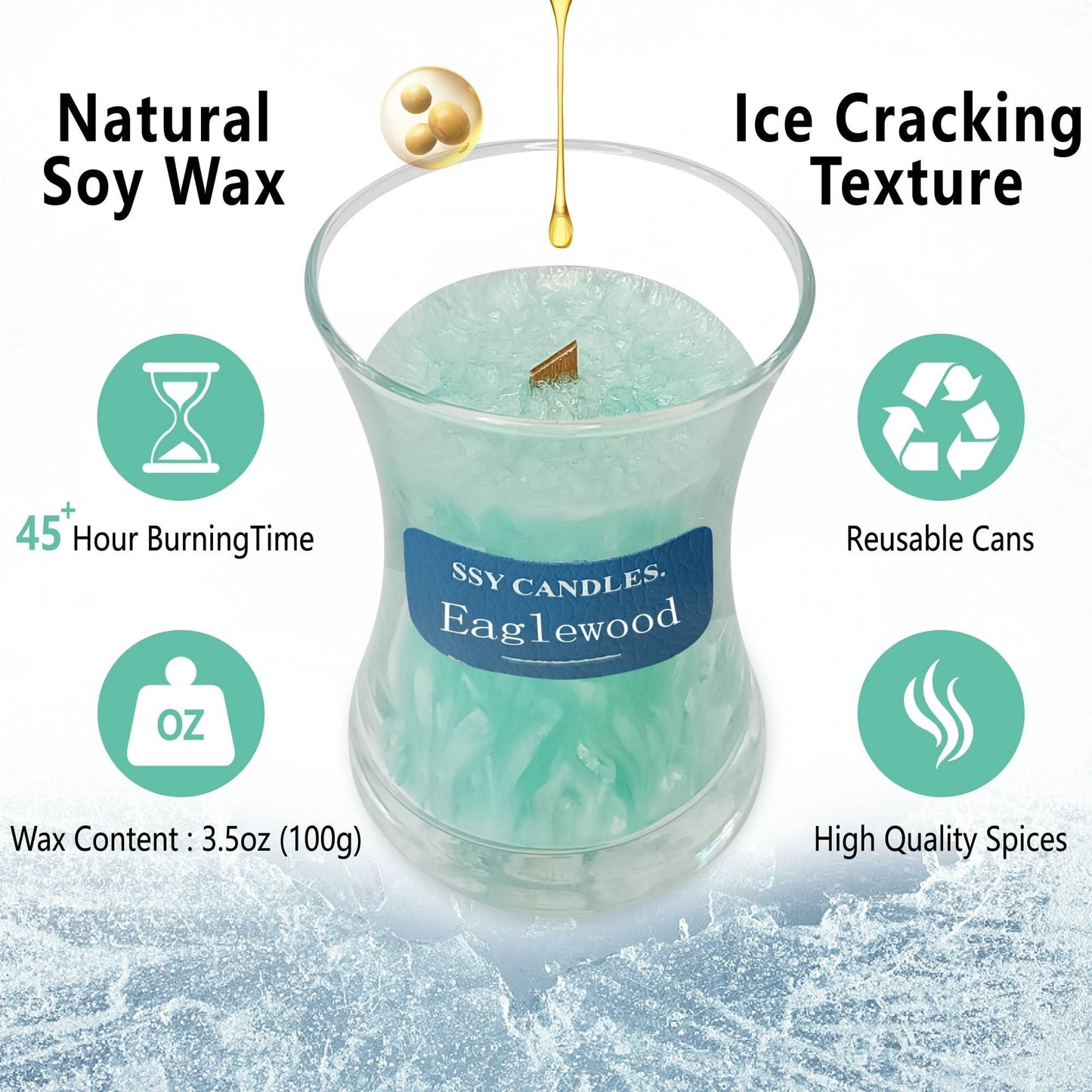 Agarwood Scented Candles for Home-Jar candles 3.5 oz -Burn Time 35 + H Wooden Wick Candle-Candles Gift for Women EasyOptionXY LLC