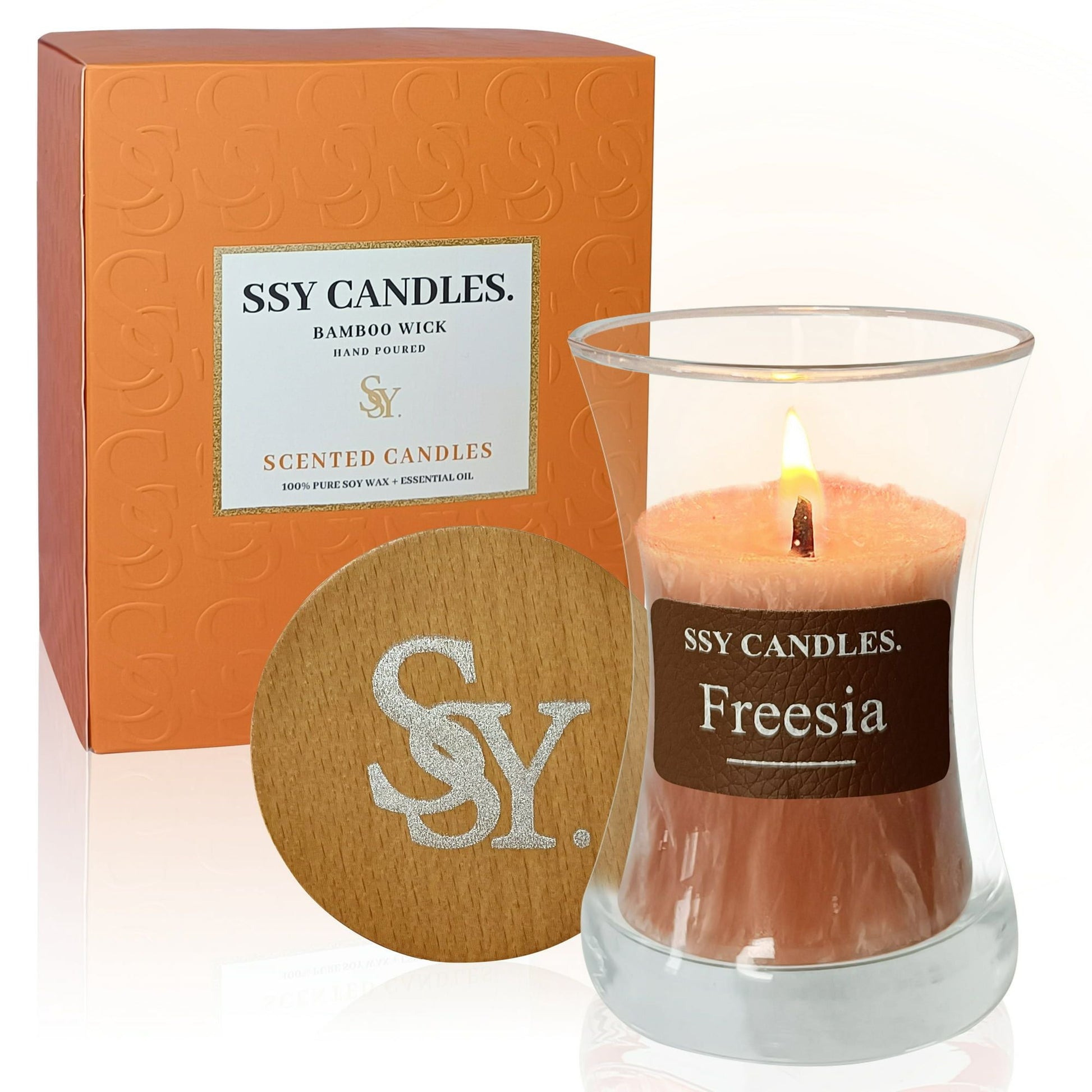 Freesia Scented Candles for Home-Jar Candles 3.5 oz Burn Time 10+H - Wooden Wick Candle-Candles Gift for Women EasyOptionXY LLC